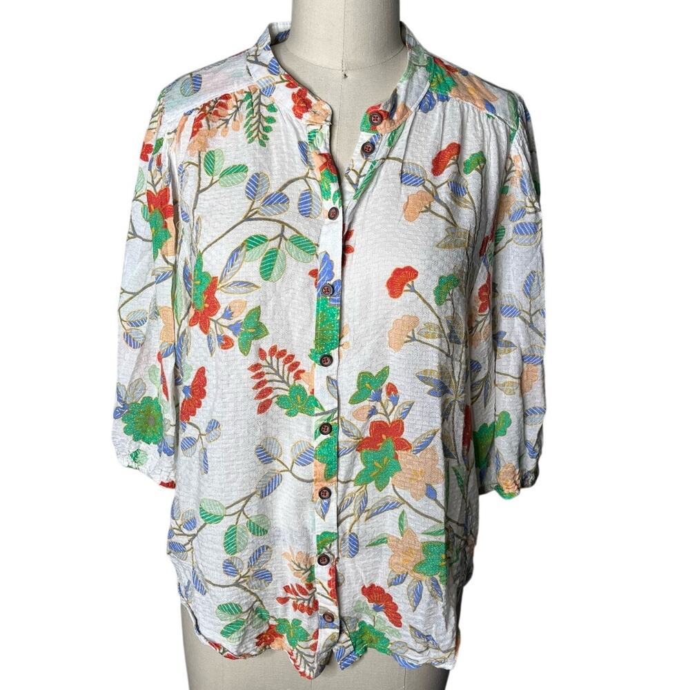 Maeve Anthropologie Woodland Walk Floral Puff Sleeve Blouse - Size 12
